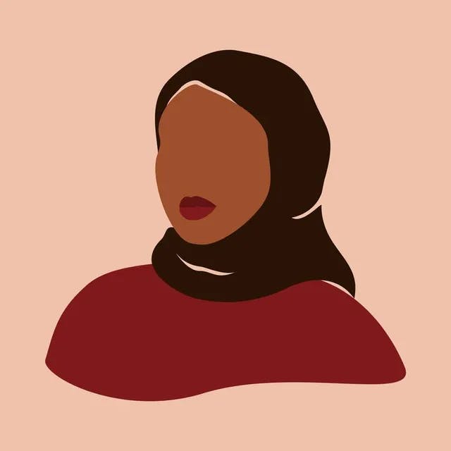Silhouette einer muslimischen Frau mit schwarzer Kopfbedeckung. Abstrakt Selbstbewusste arabische Frau im Hijab mit dunkelbrauner Haut Porträt. Vektor-Illustration für den Internationalen Frauentag und den Muttertag. Jedes Jahr am 01. Juli findet der bundesweite Tag gegen antimuslimischen Rassismus statt. Antimuslimischer Rassismus ist eine Form des Rassismus, die sich gegen Muslime und Menschen, die als Muslime wahrgenommen werden, richtet.  Angeregt wurde der Tag durch den Fall von Marwa El-Sherbini, die a